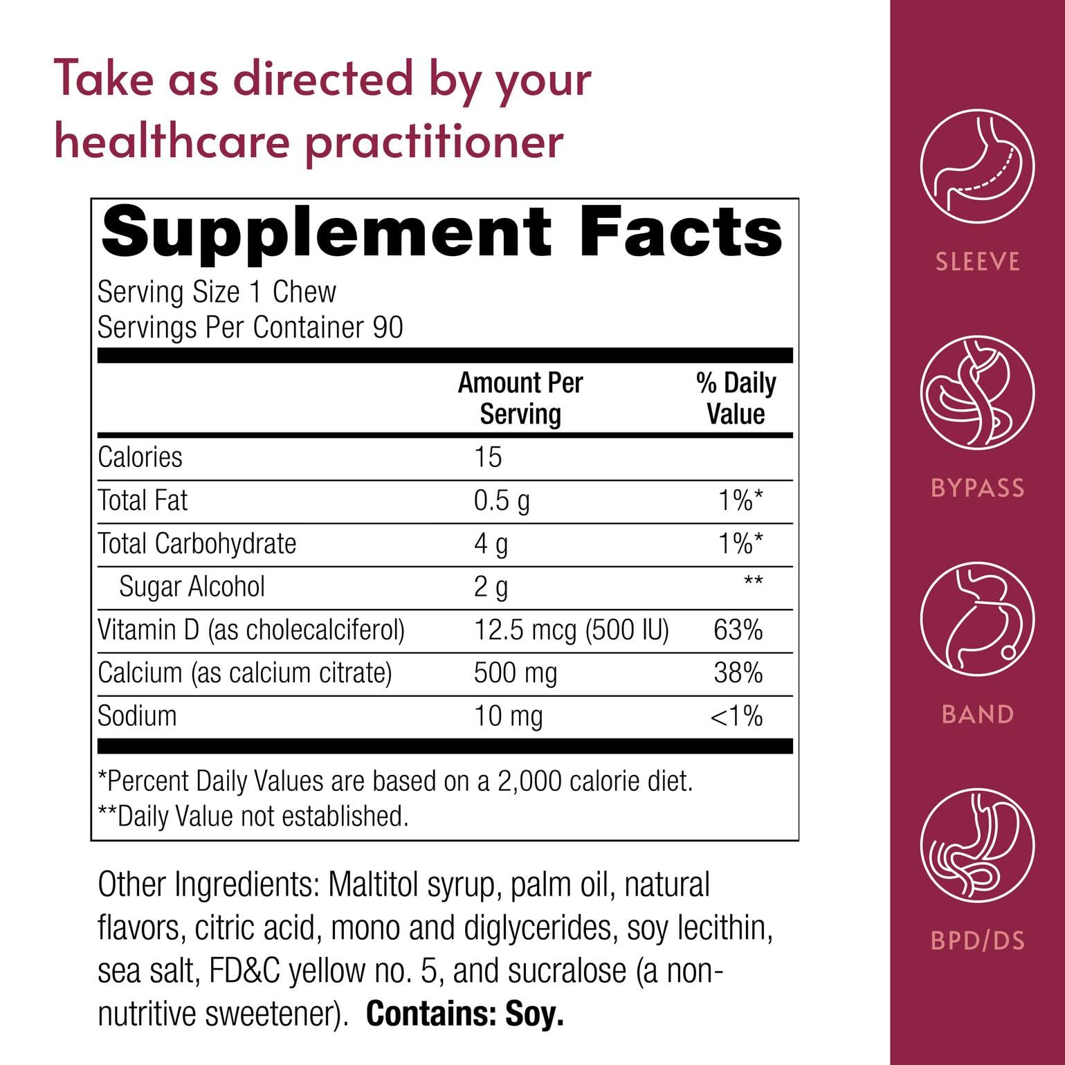 Bariatric Advantage serving of two chews next to water emphasizes easy daily routine.