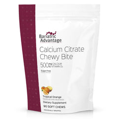 Bariatric Advantage calcium citrate chewy bites tropical orange bottle for easy post-bariatric calcium support