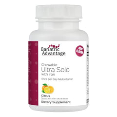 Bariatric Advantage Ultra Solo bottle front showing citrus chewable for easy daily nutrition
