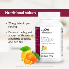 Bariatric Advantage citrus flavor chew displayed as easy-to-digest supplement.