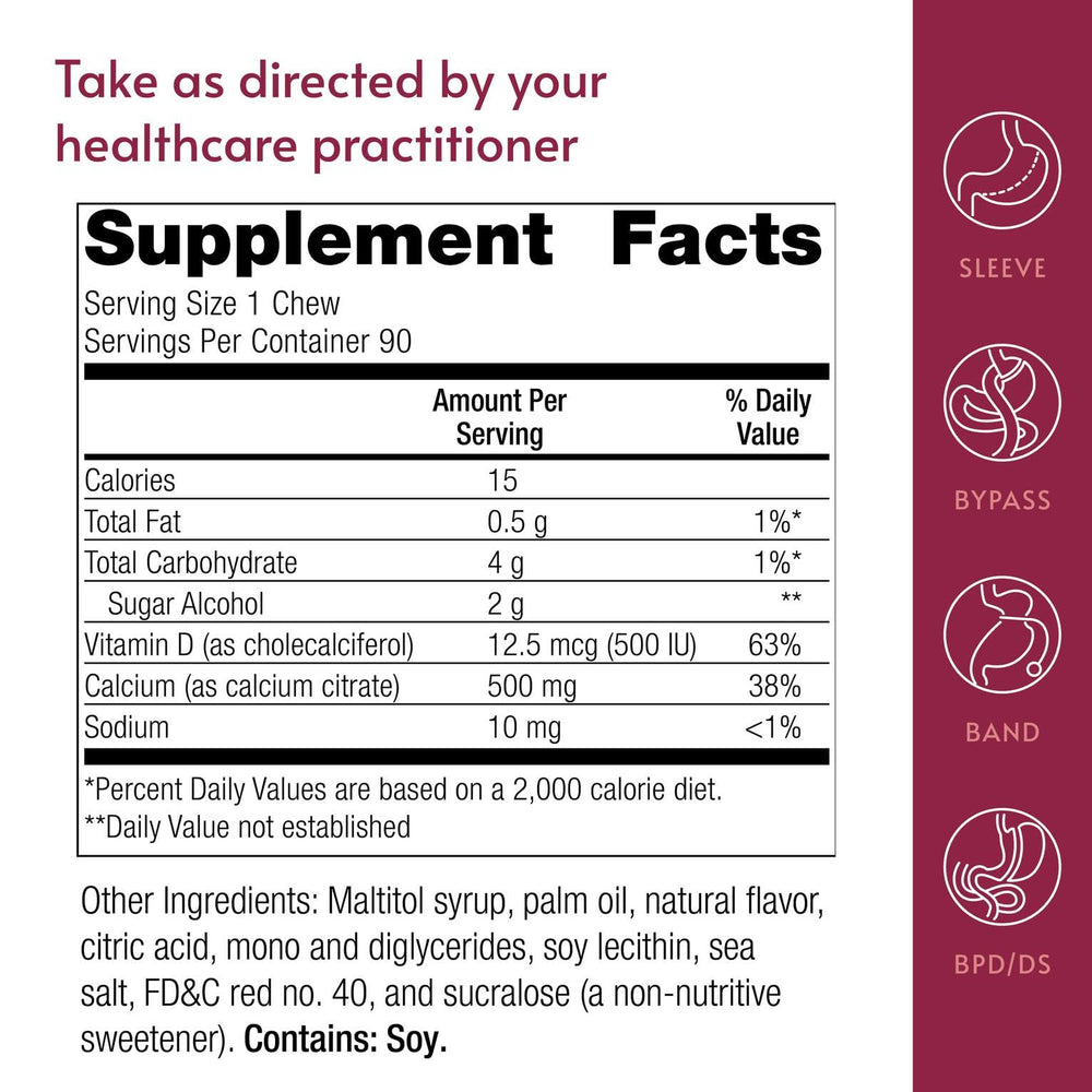 Bariatric Advantage chewy bites in sugar-free packaging for on-the-go supplementation