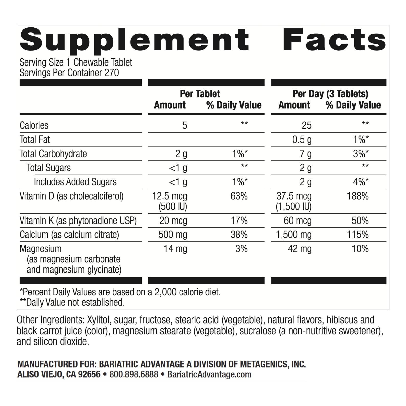 Cinnamon-flavored Bariatric Advantage chewables designed for daily use