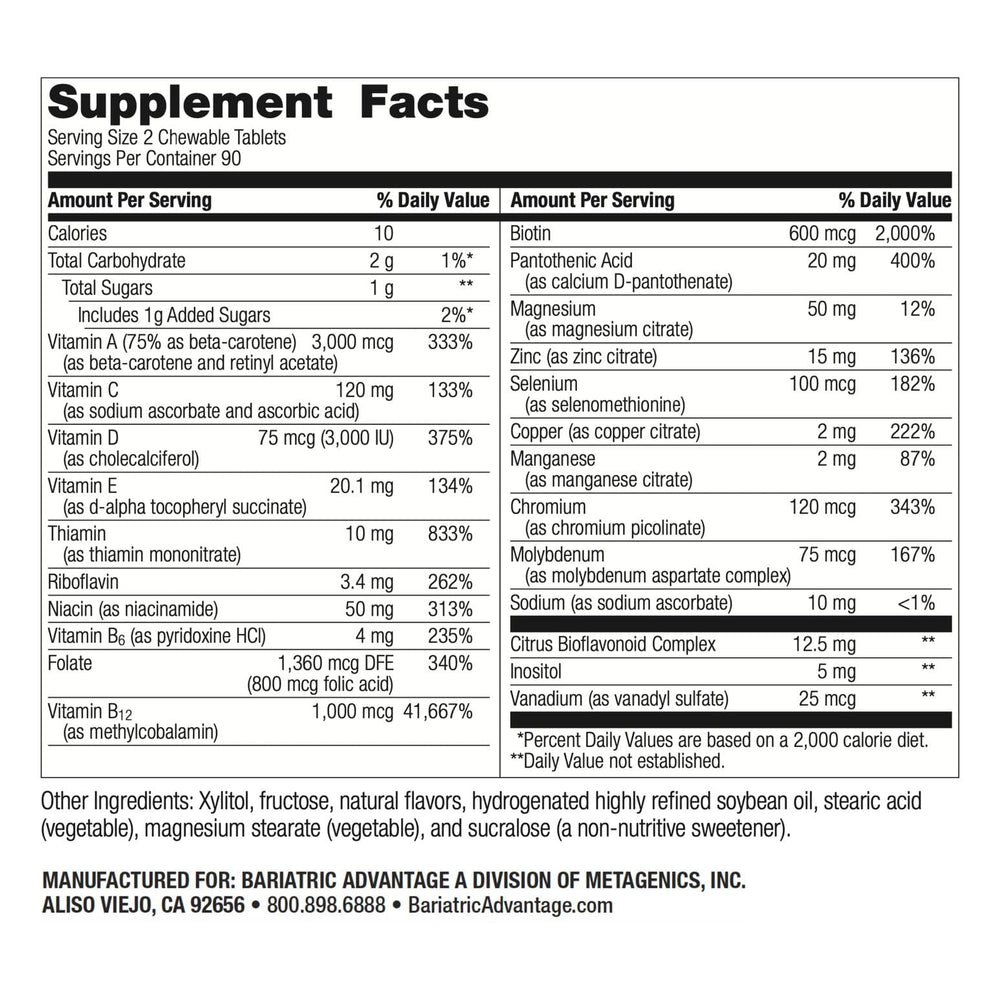 Bariatric Advantage berry flavor chewables displayed for a tasty daily routine
