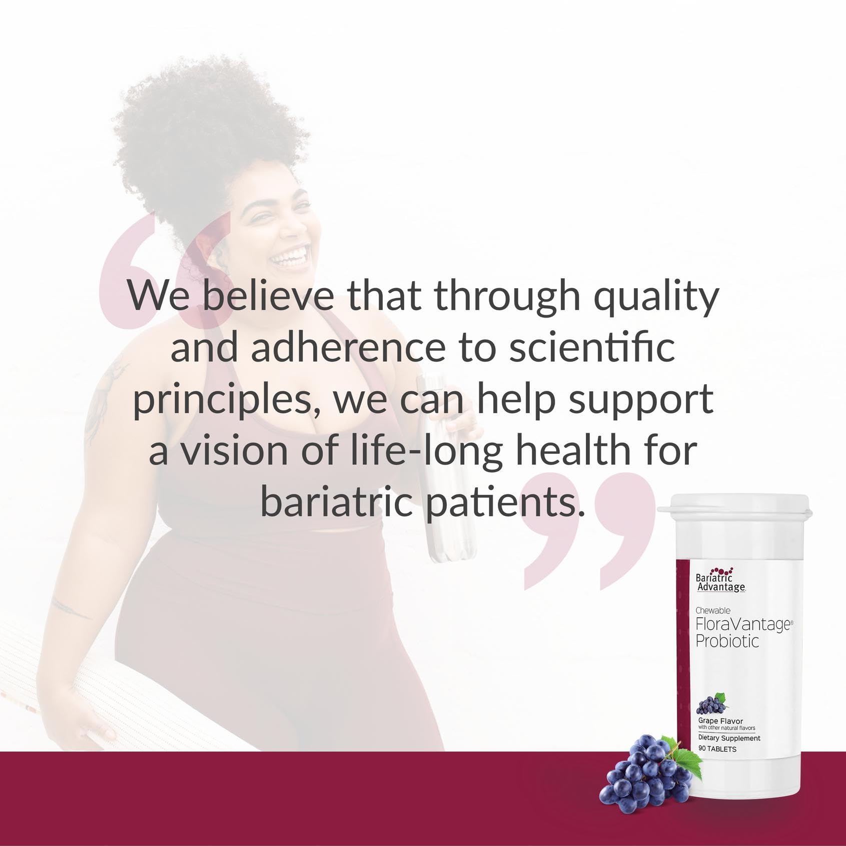 Grape flavor visual suggesting pleasant texture for daily probiotic habit.