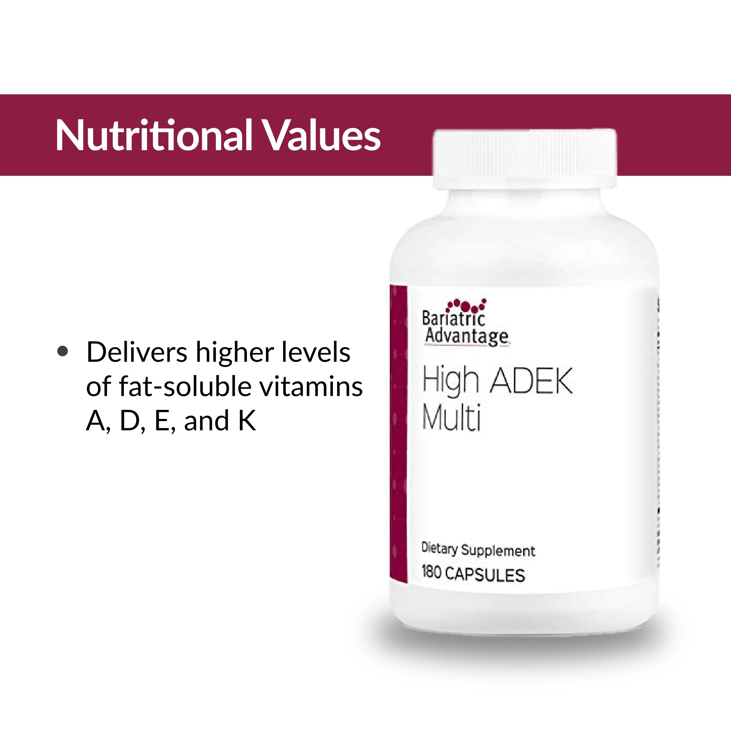 Bariatric Advantage High ADEK Multi bottle side panel with usage guidance