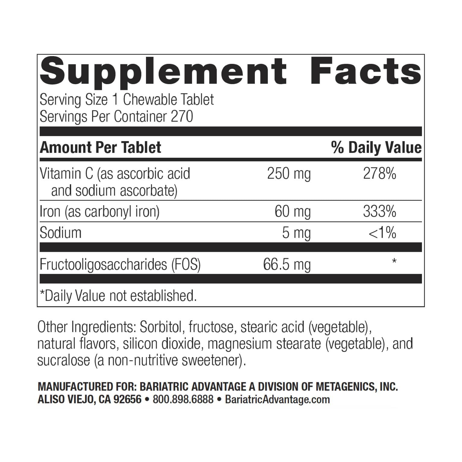 Bariatric Advantage iron with vitamin C image emphasizes immunity support