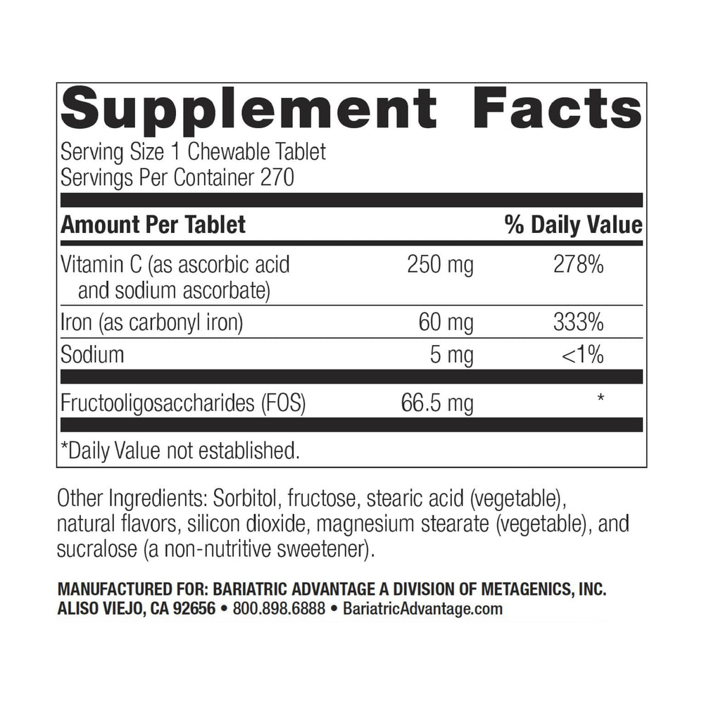 Bariatric Advantage iron with vitamin C image emphasizes immunity support