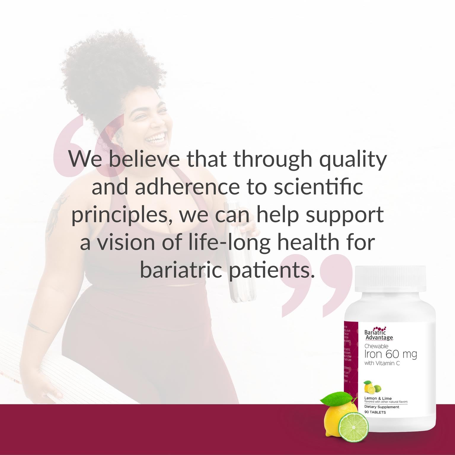 Long-lasting 90-count bottle emphasizing sustained post-surgery nutrition support