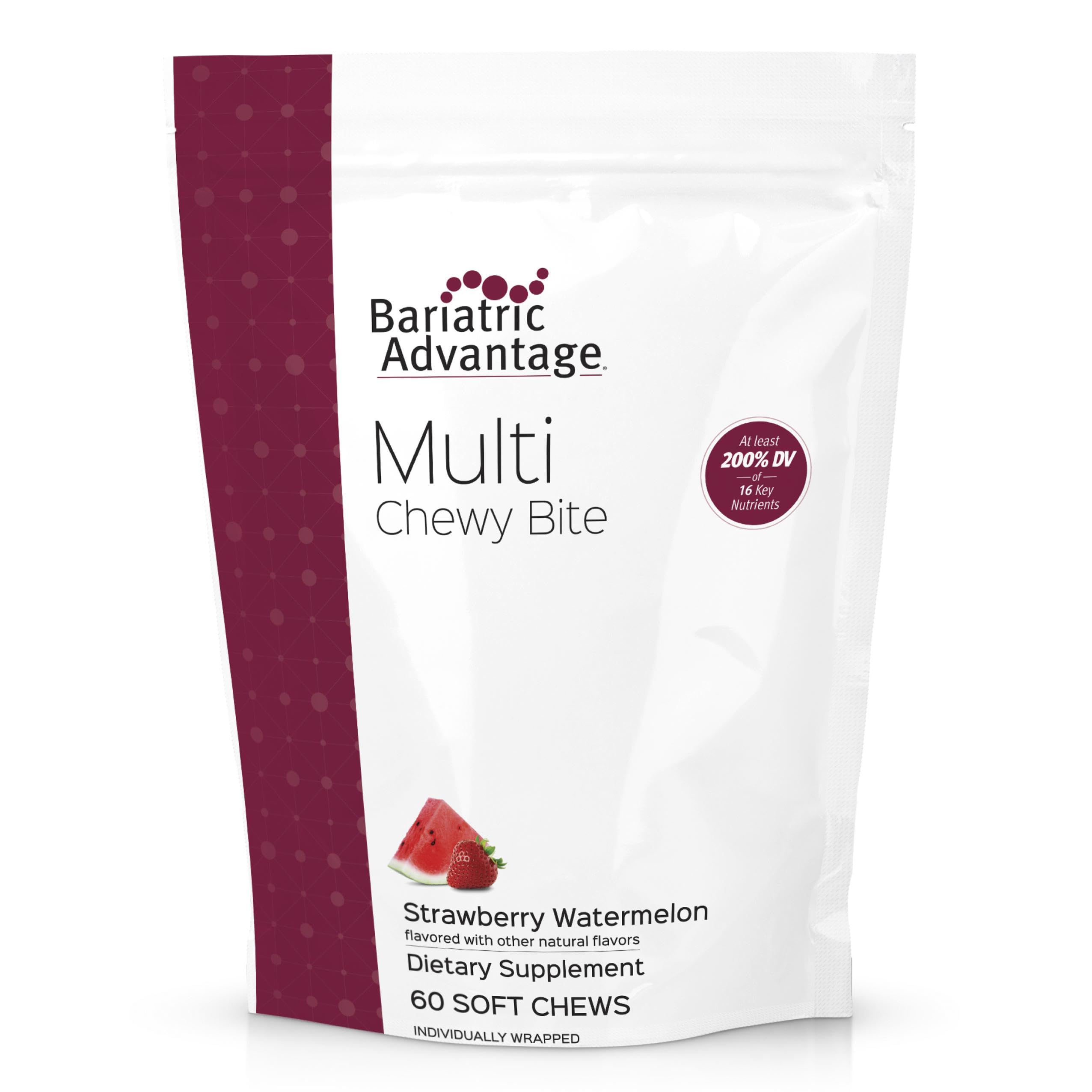 Bariatric Advantage Multi Chewy Bite bottle pour—easy daily use supports nutrient intake.