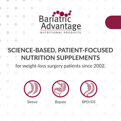 Bariatric Advantage capsules swirl close-up suggests complete daily nutrient support.
