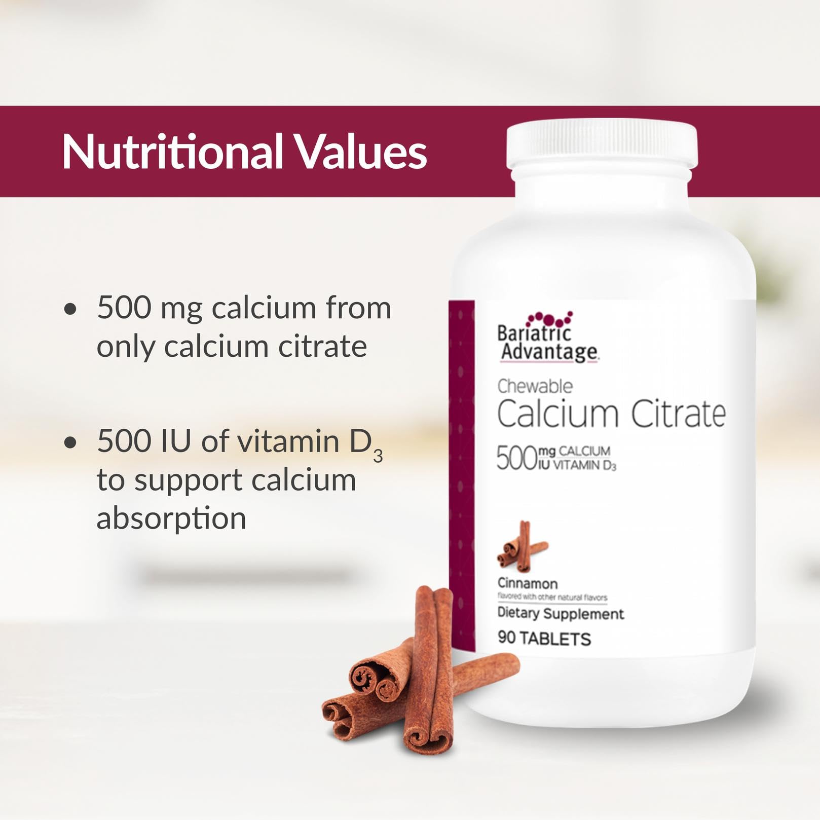 Bariatric Advantage nutrition facts label close up with clear ingredients.
