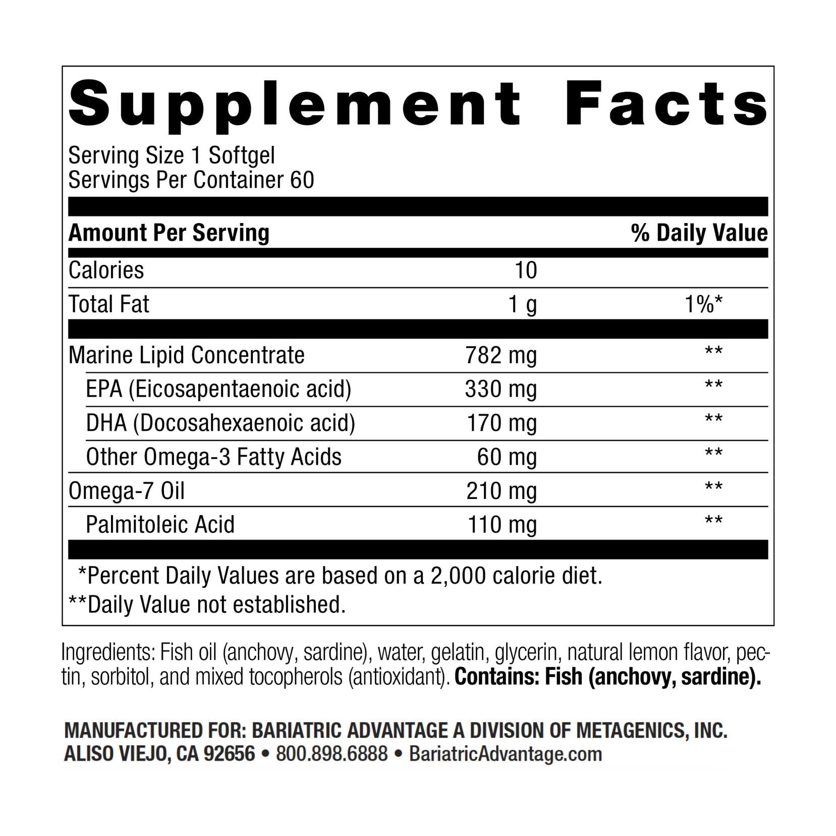 Bariatric Advantage OmegaVanta10 blister-pack softgels for convenient dosing