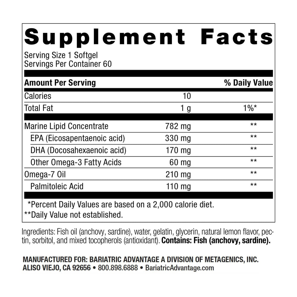 Bariatric Advantage OmegaVanta10 blister-pack softgels for convenient dosing