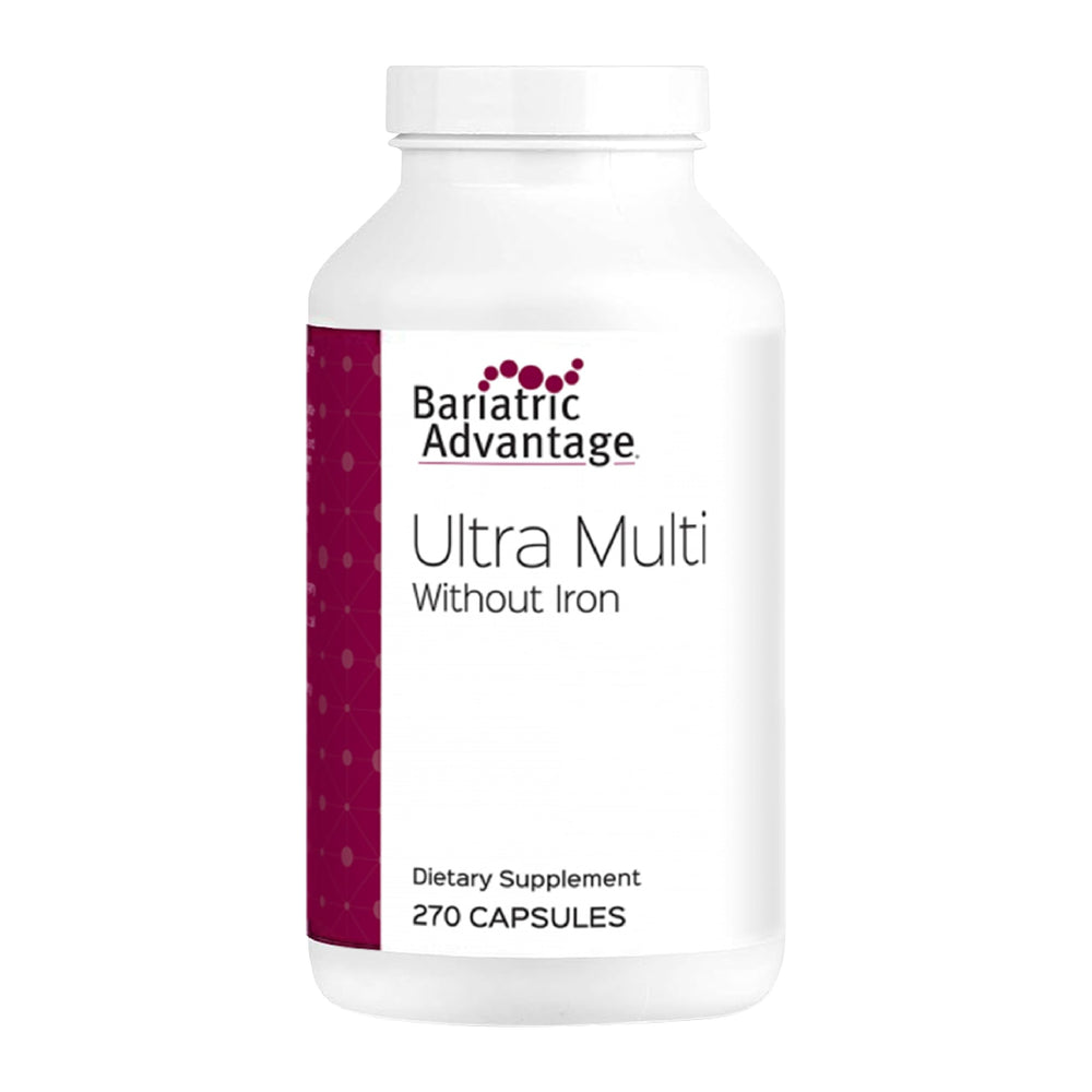 Bariatric Advantage Ultra Multi Without Iron bottle cap close-up for high-potency nutrition.