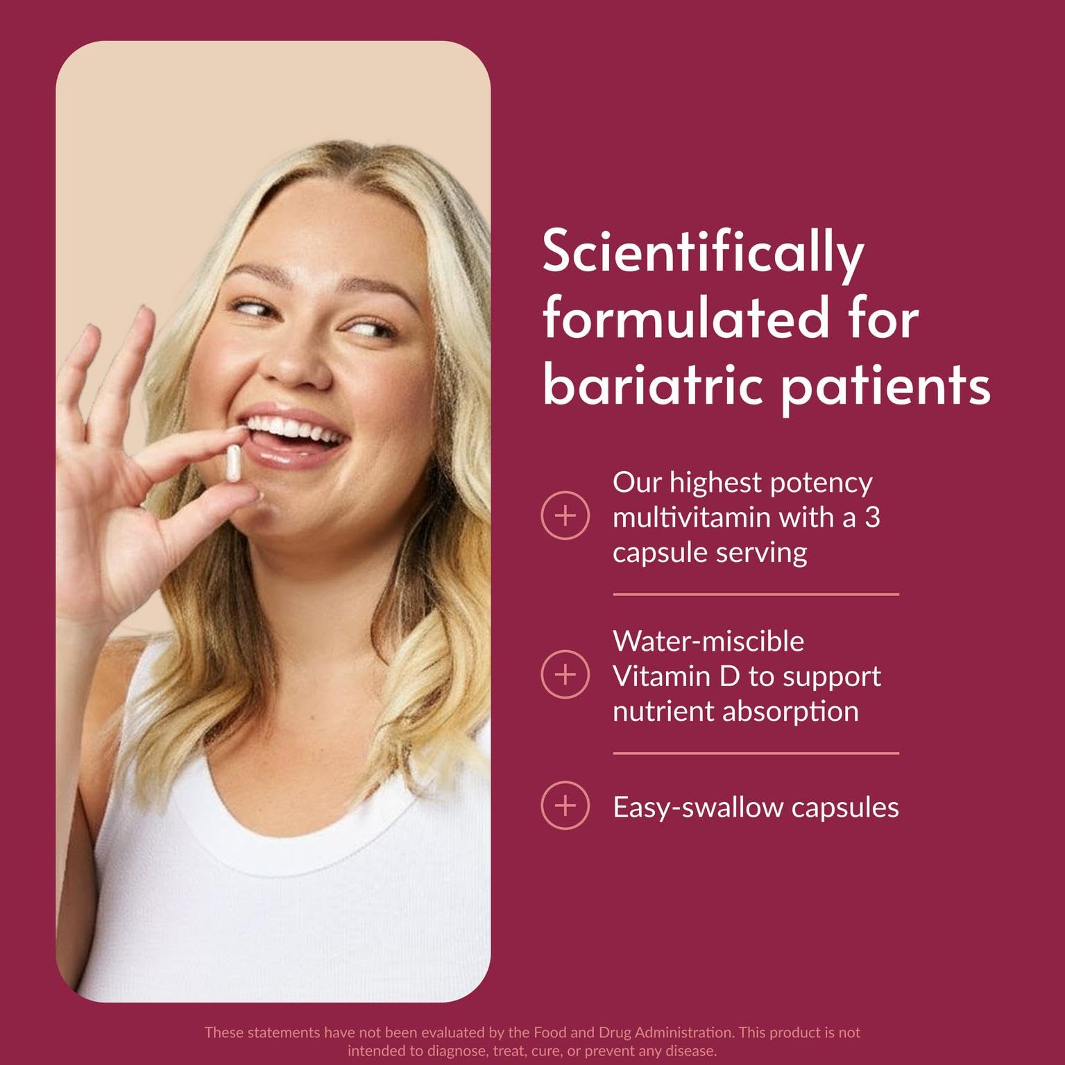 Bottle label of Bariatric Advantage Ultra Multivitamin with Iron showing comprehensive nutrient support