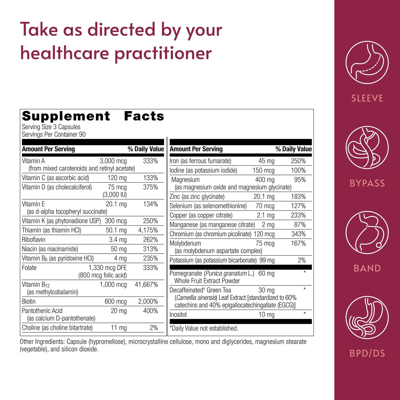 Bariatric Advantage three capsules on white background illustrating capsule-format serving