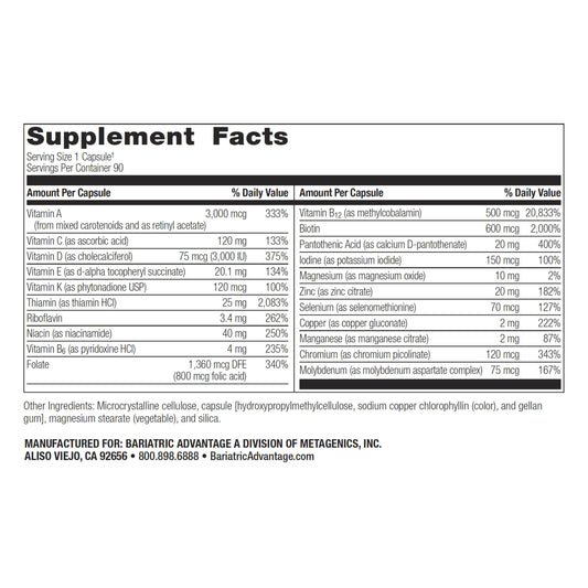 Close-up of Ultra Solo Without Iron capsules highlighting convenient once-daily intake.