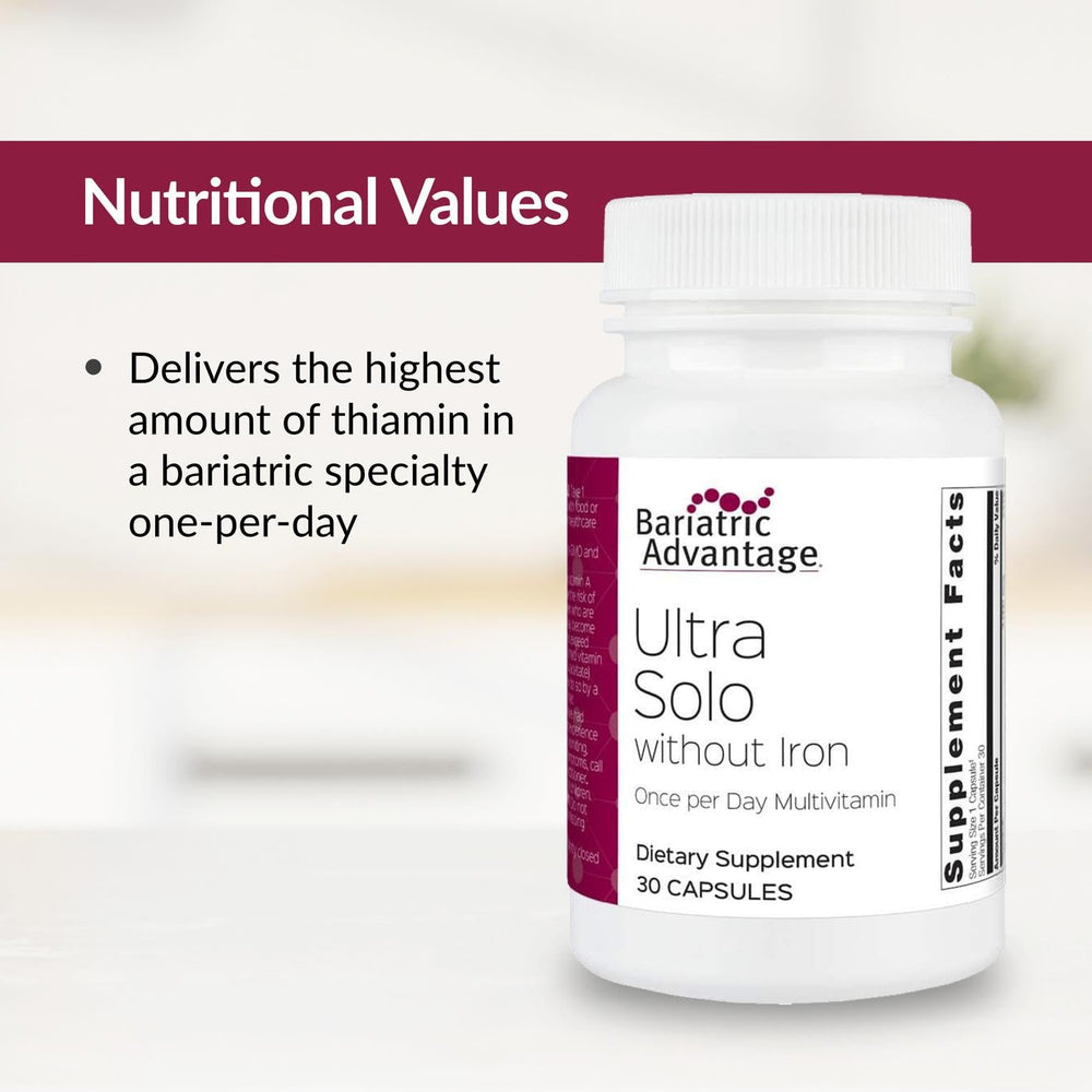 Bariatric Advantage Ultra Solo Without Iron packaging conveys convenience for daily use