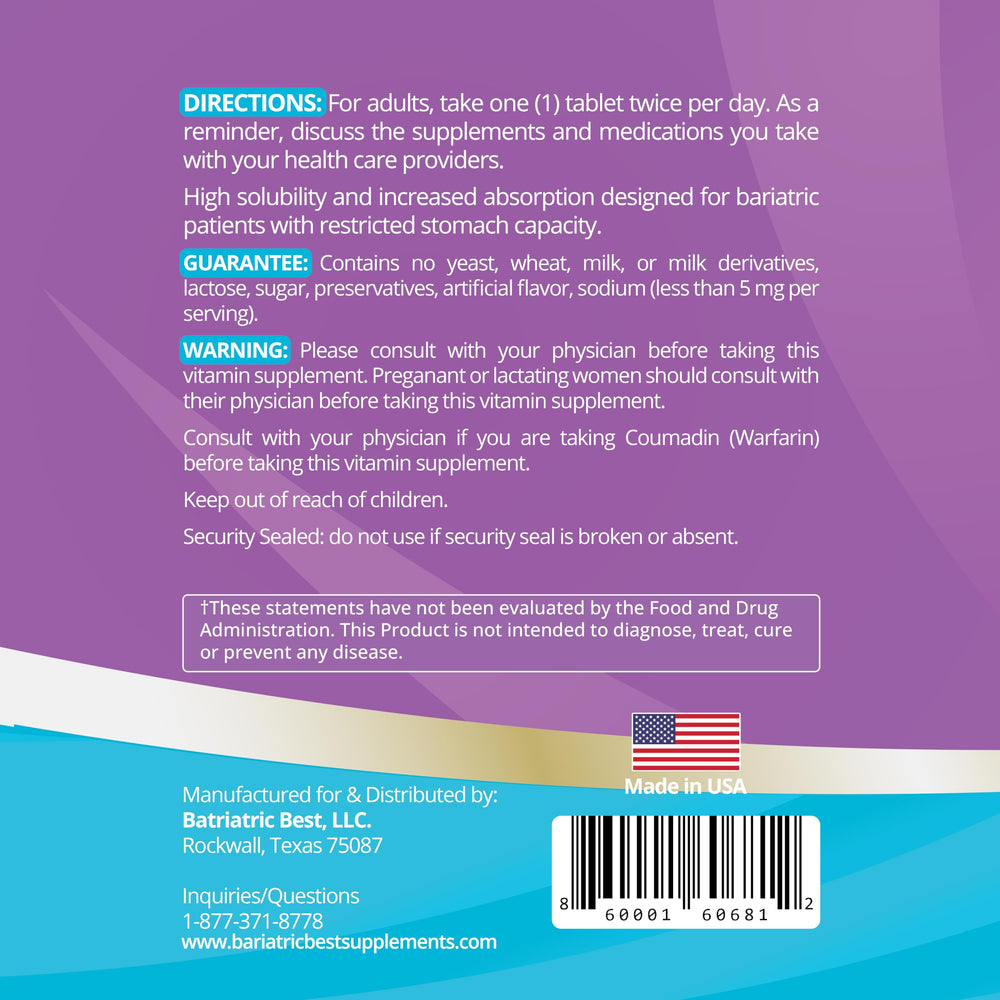 Dissolving Bariatric Best High ADEK tablet demonstrates quick uptake.
