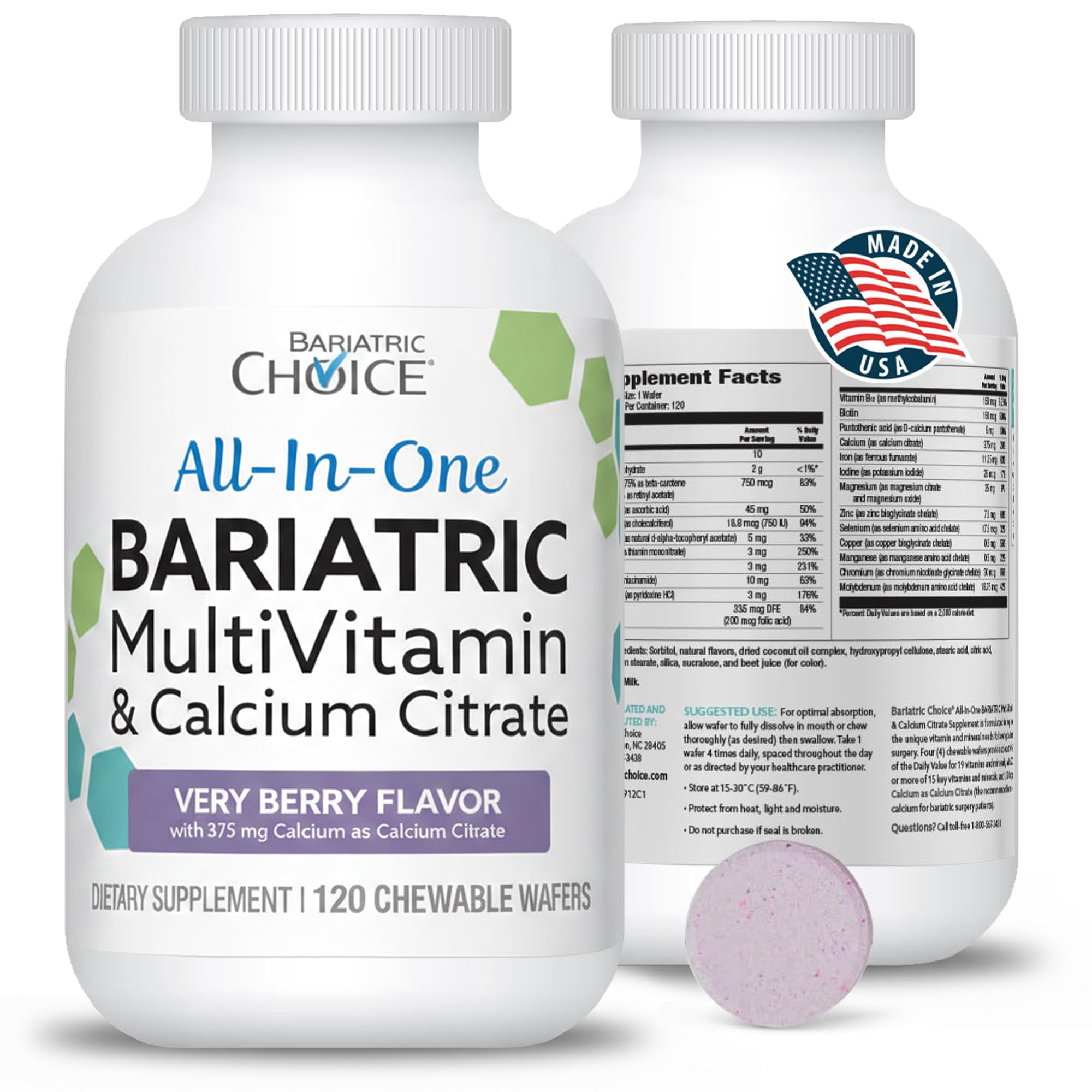 Bariatric Choice 120-count multi-vitamin-bottle for daily nutrition