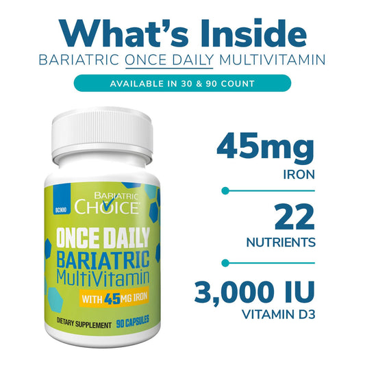 Bariatric Choice capsule-swallow close-up highlights easy-to-swallow veggie capsule