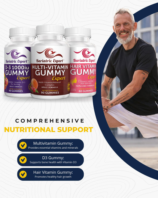 Bariatric Food Expert 3-pack front showcases convenient, tasty vitamins for busy routines