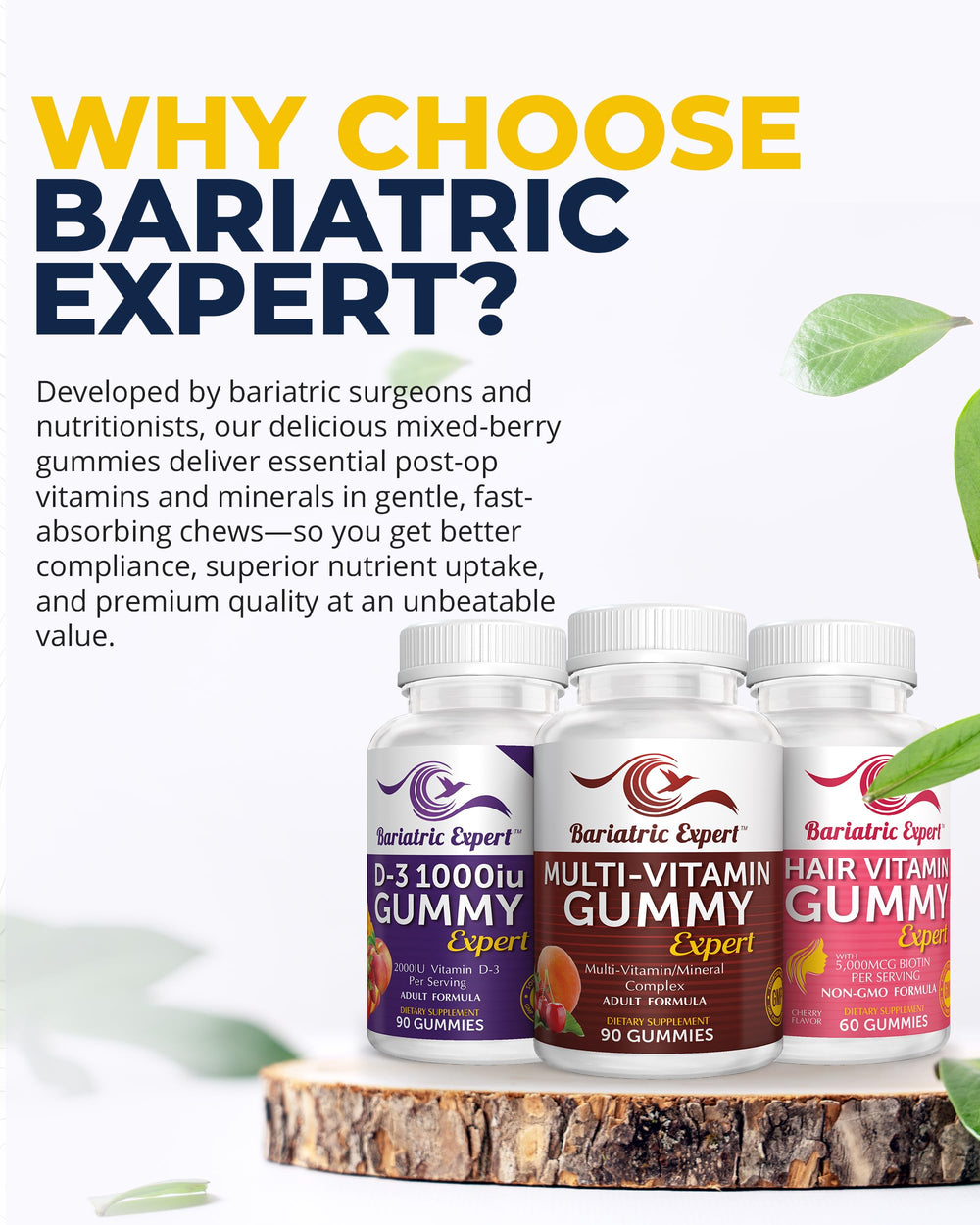 Bariatric Food Expert ingredients collage highlights vitamins and minerals