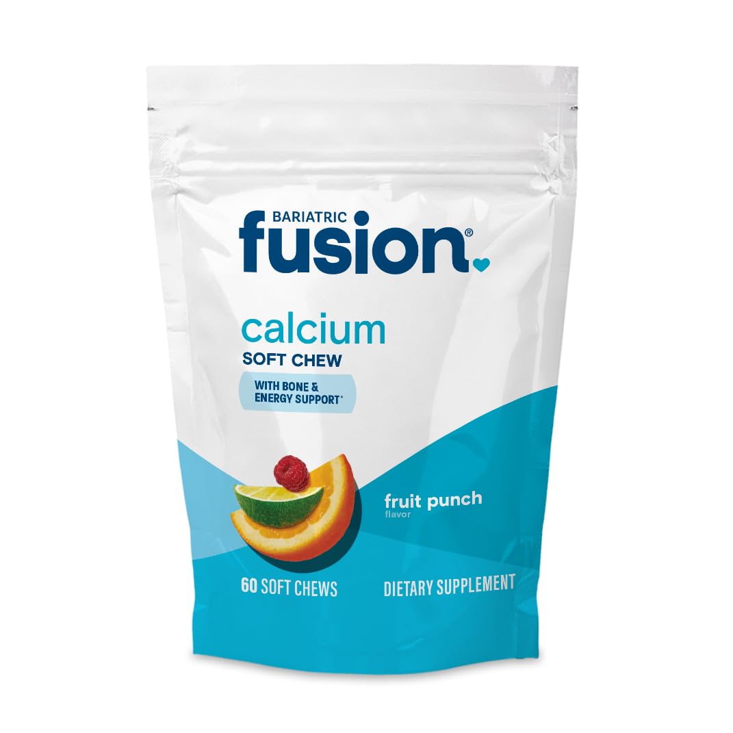 Bariatric Fusion calcium chews fruit punch bottle; convenient daily vitamin routine.