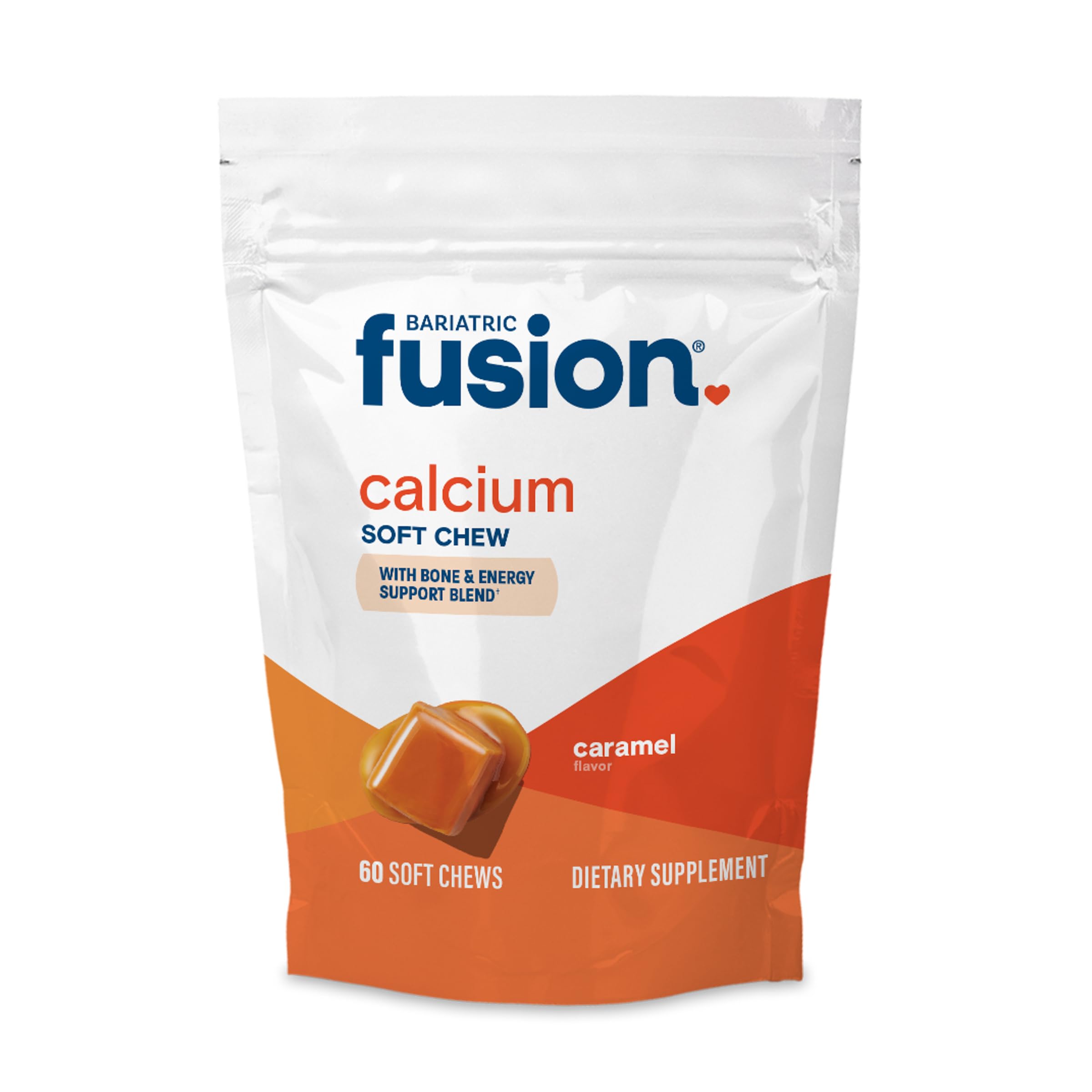 Bariatric Fusion calcium chews bottle in caramel flavor for easy daily intake