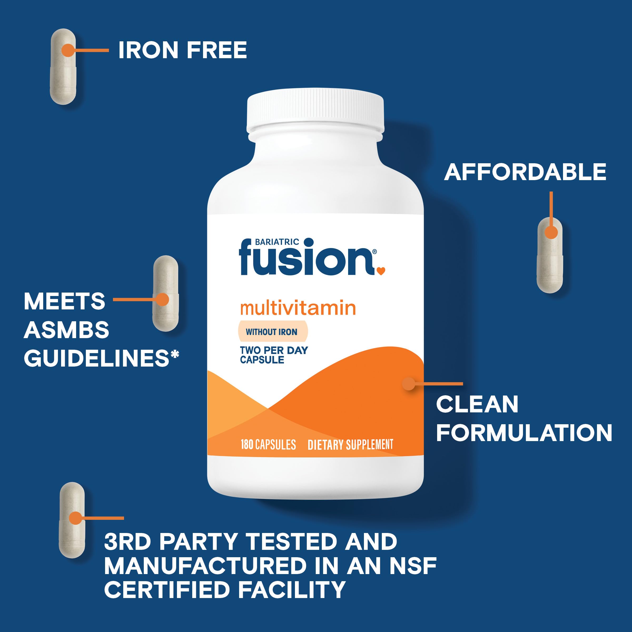 Bariatric Fusion closeup on capsules highlights a sugar free gluten free formula
