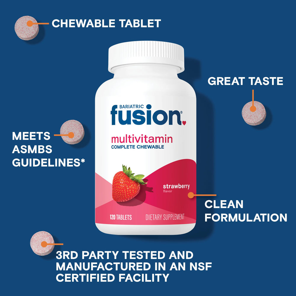 Bariatric Fusion strawberry tablets daily-dose layout highlights convenient regimen