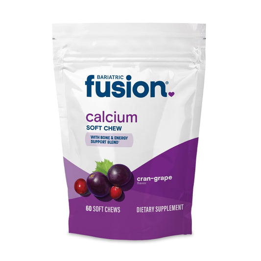 Bariatric Fusion calcium chews bottle with cranberry grape flavor for bone health support