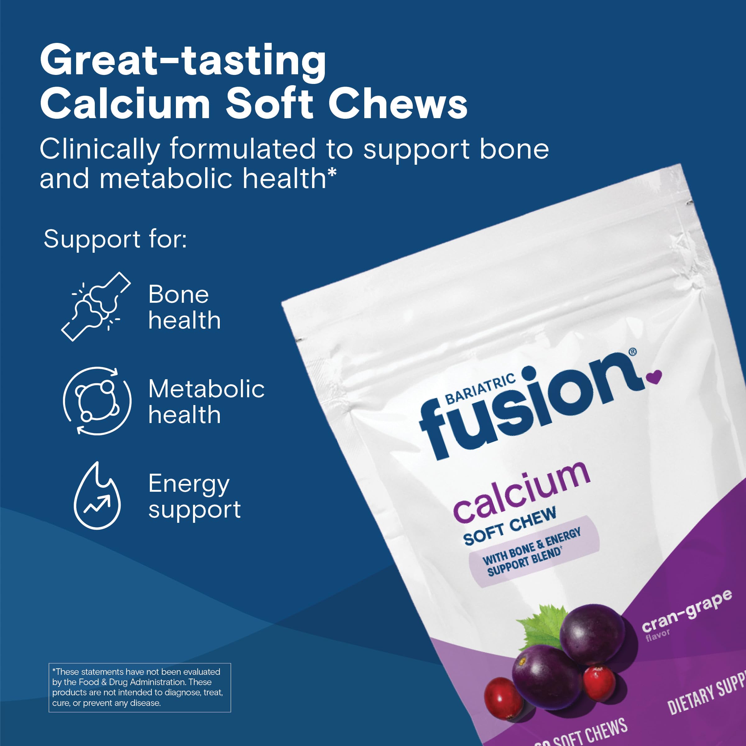 Bariatric Fusion calcium chews pack shown for convenient daily supplementation