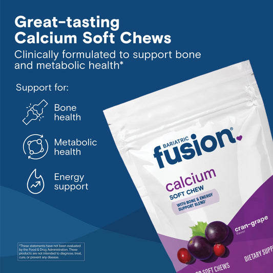 Bariatric Fusion calcium chews pack shown for convenient daily supplementation