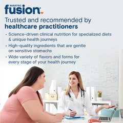Bariatric Fusion allergen-free label highlighting gluten, dairy, soy free
