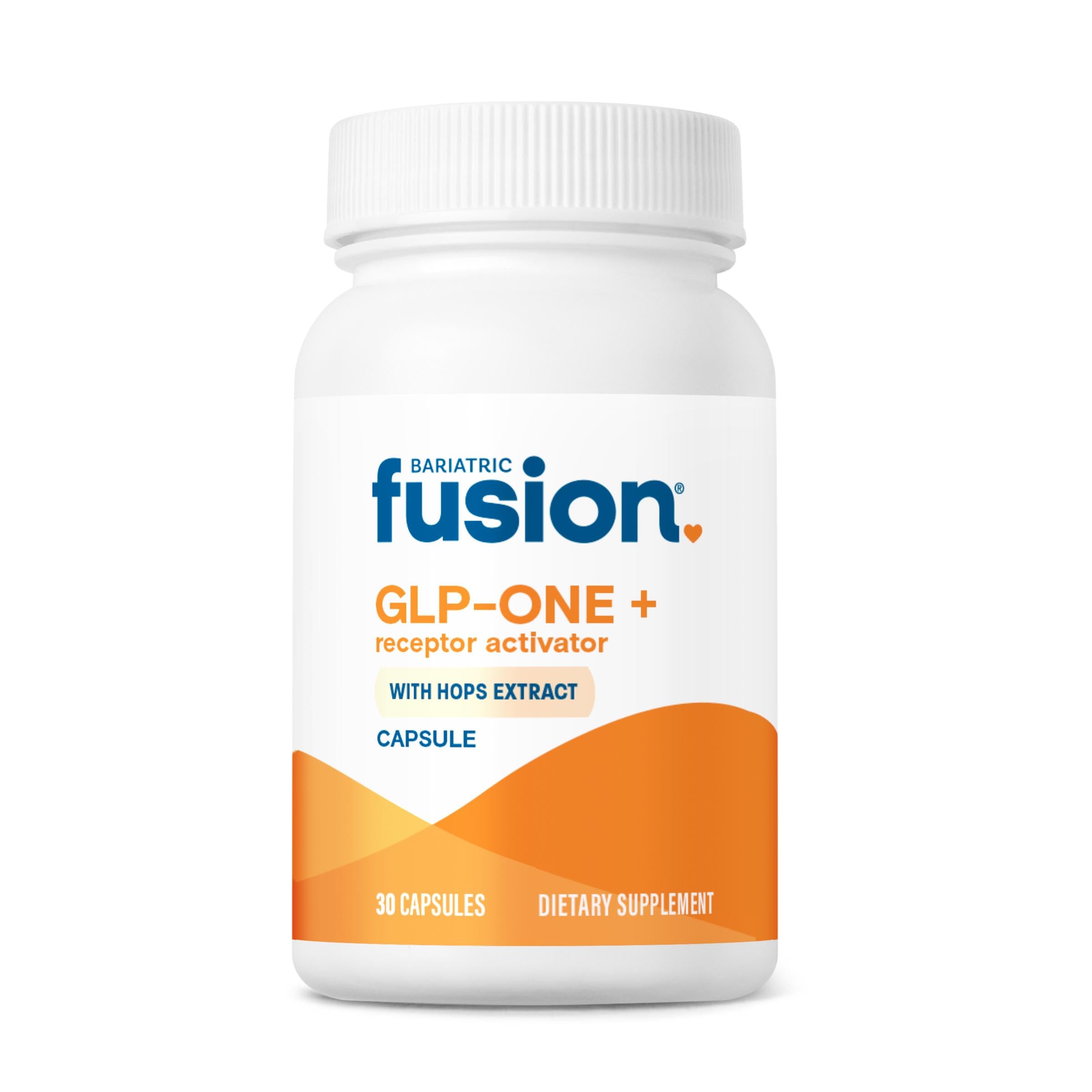 Bariatric Fusion GLP-ONE Plus bottle showing fullness support after meals.