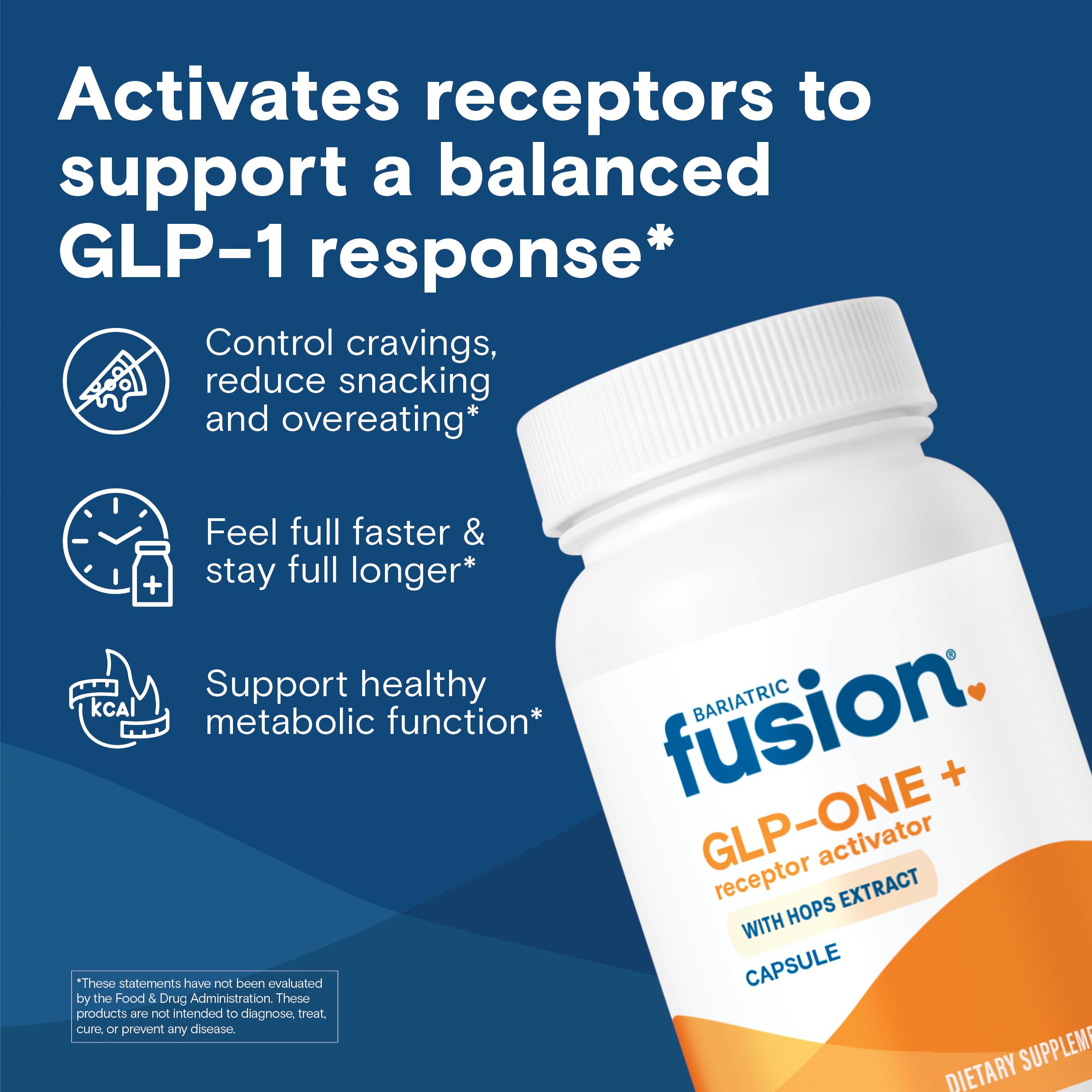 Bariatric Fusion GLP-ONE Plus capsules for daily fullness after meals.
