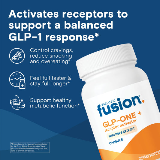 Bariatric Fusion GLP-ONE Plus capsules for daily fullness after meals.