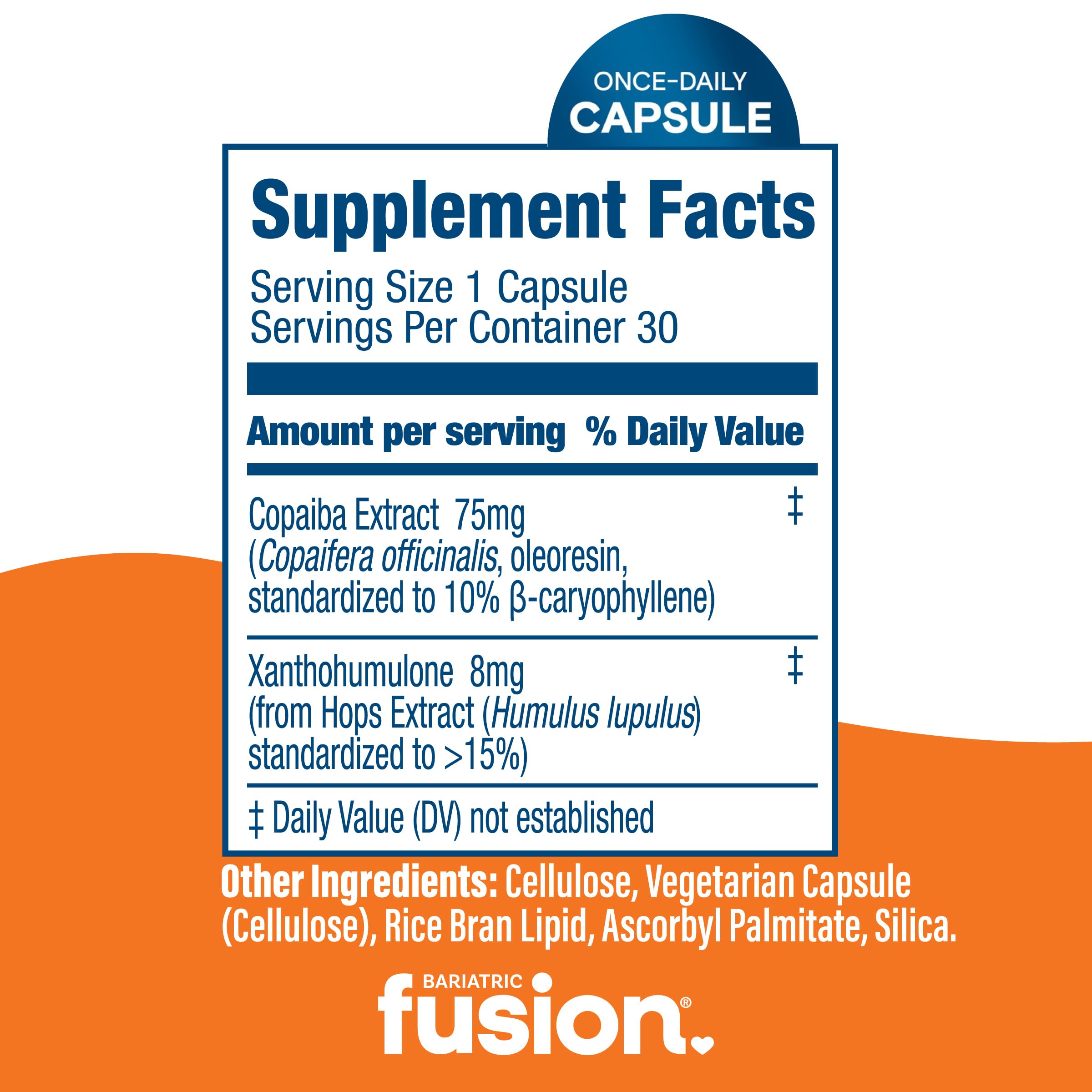 Bariatric Fusion GLP-ONE Plus hops and copaiba ingredients focus.