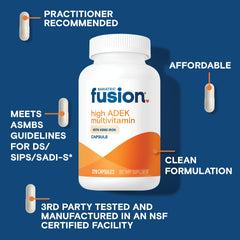 Bariatric Fusion High ADEK multivitamin capsules close-up highlight swallowable form.