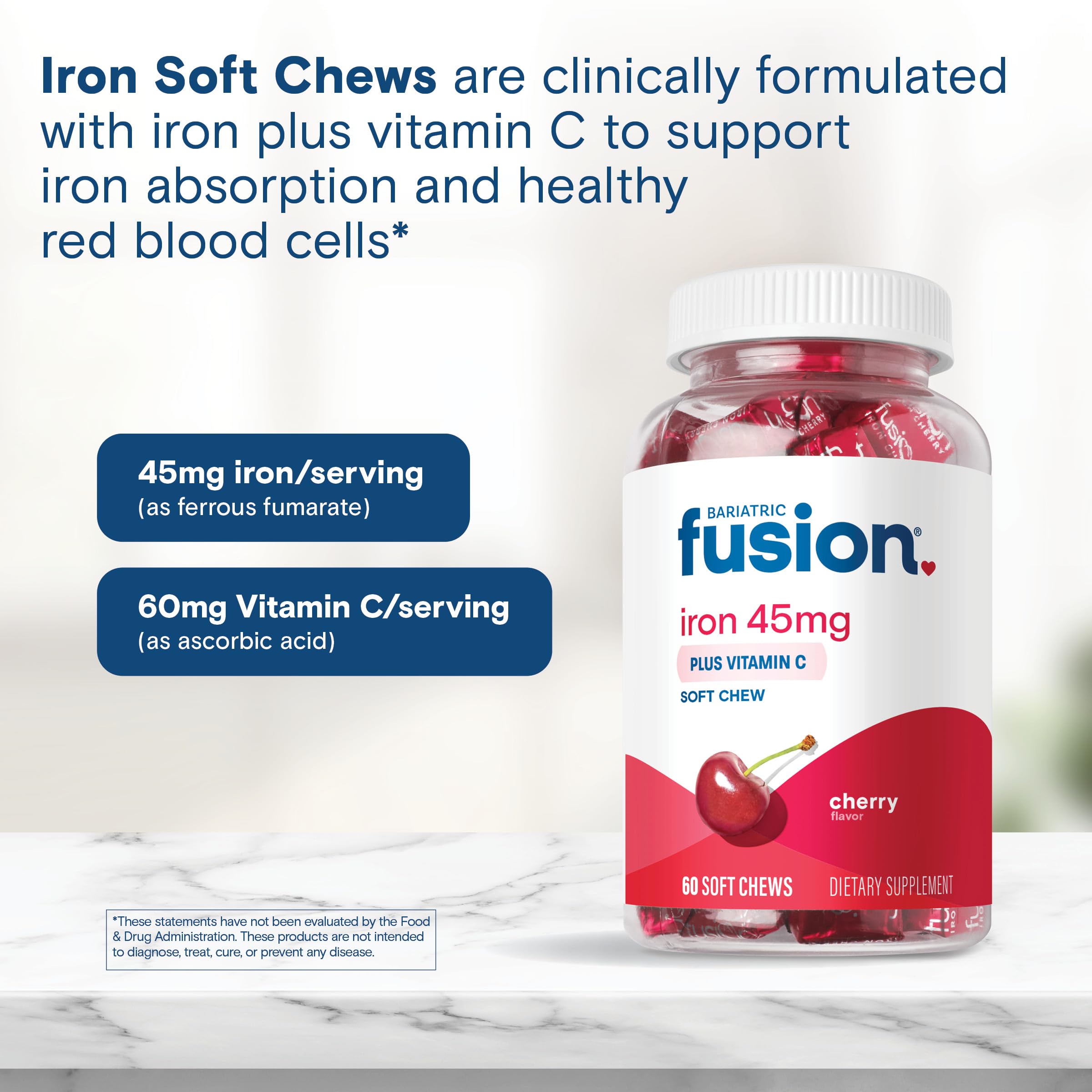 On-the-go iron chews with gluten-free formulation.