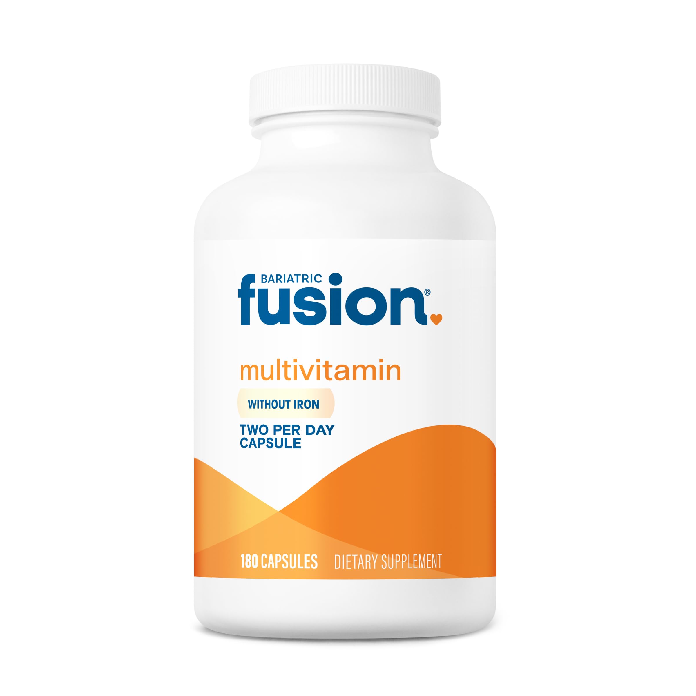 Bariatric Fusion iron free multivitamin bottle front for post-surgery support.