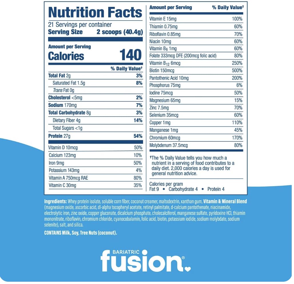 Bariatric Fusion shaker with meal replacement for a smooth, scoopable shake.