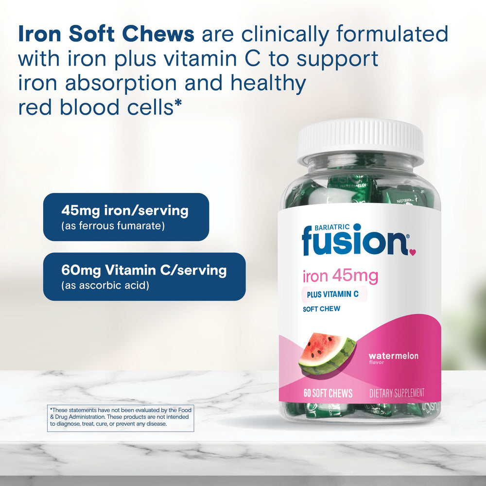 Bariatric Fusion on-the-go chew pack for daily iron anywhere.