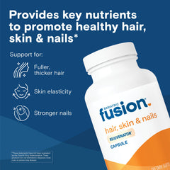 Bariatric Fusion ONE Per Day capsules closeup highlights biotin-rich formula for hair and nails.