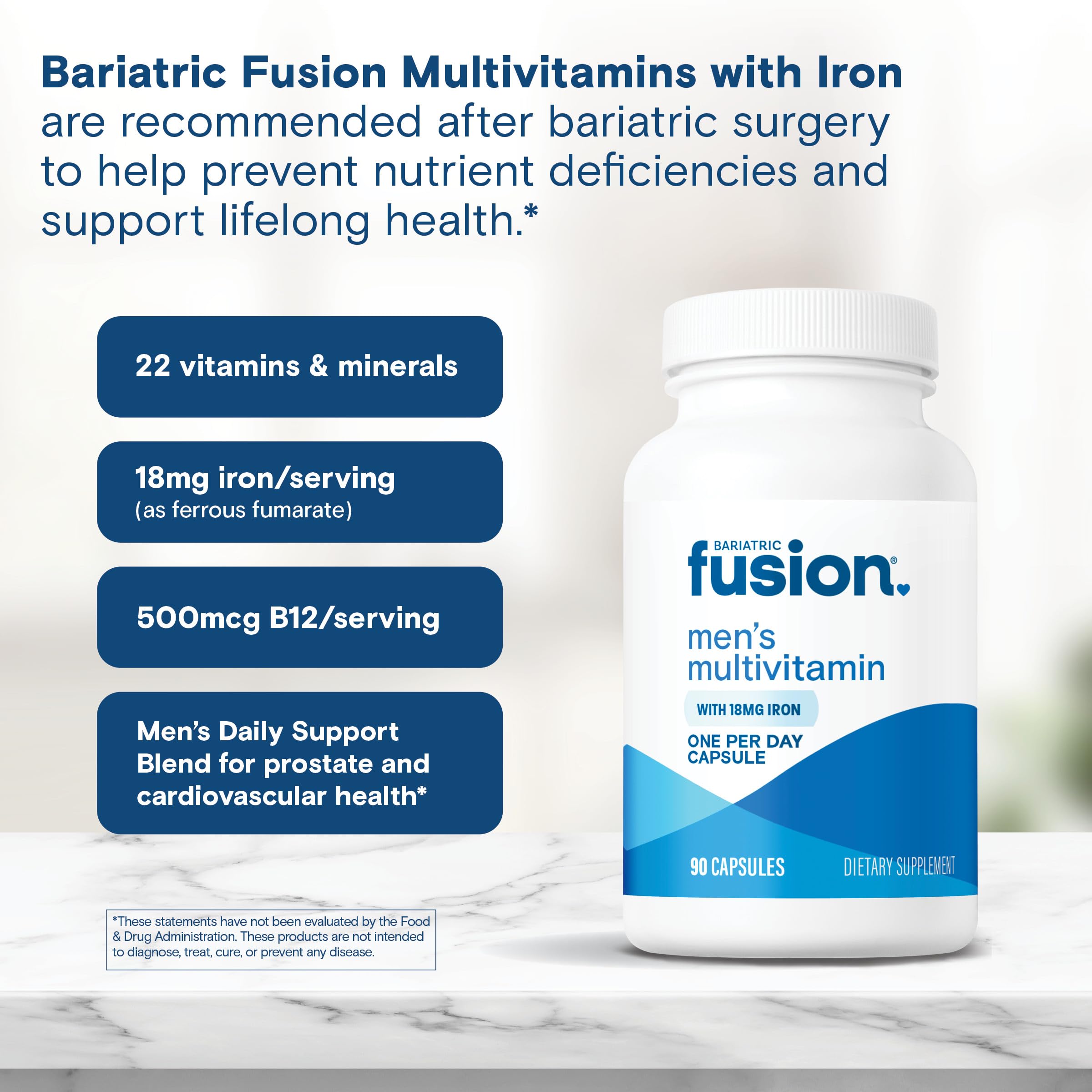 Bariatric Fusion One Per Day Men bottle on shelf in kitchen cabinet