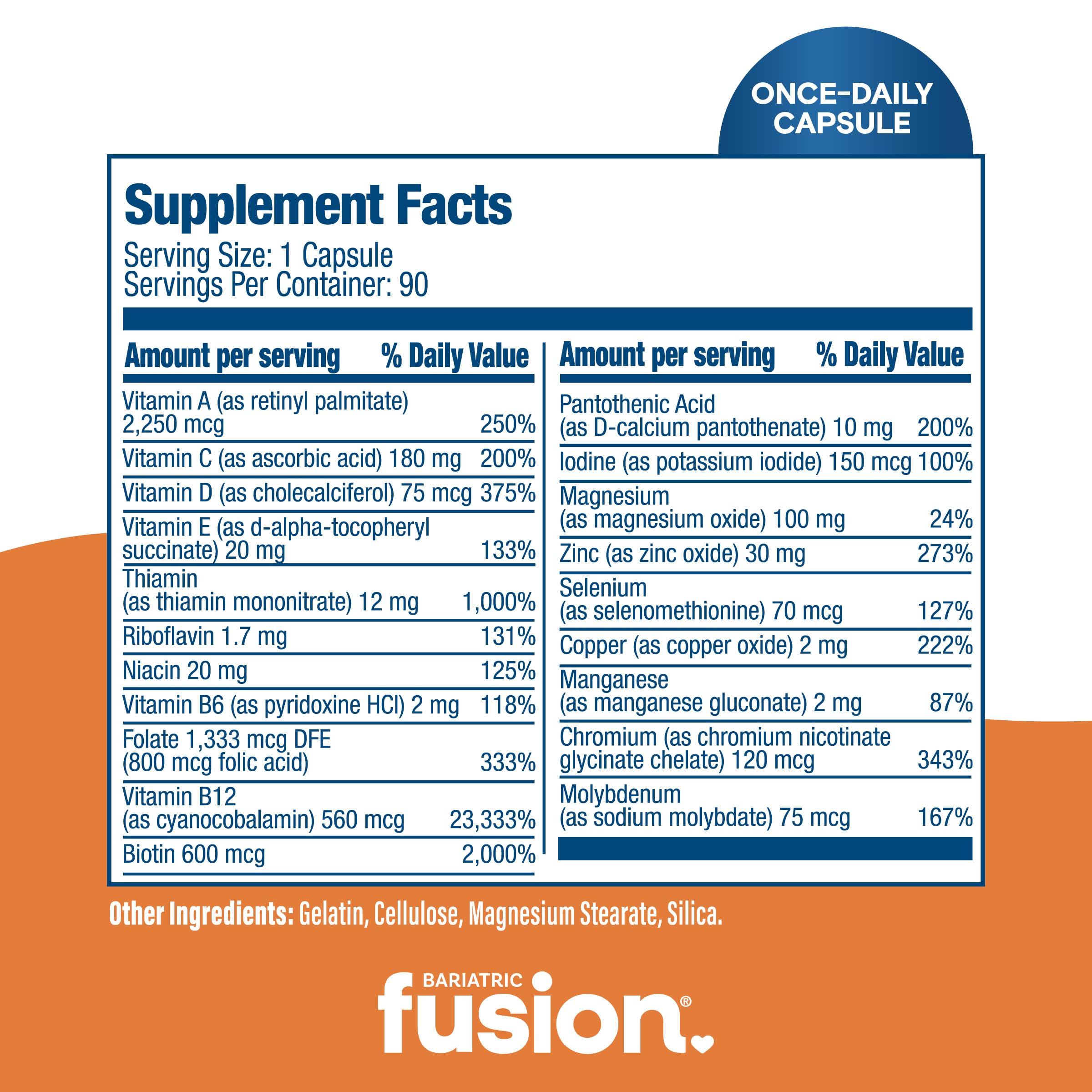 Bariatric Fusion one-per-day pill shown for a simple daily routine after gastric bypass.