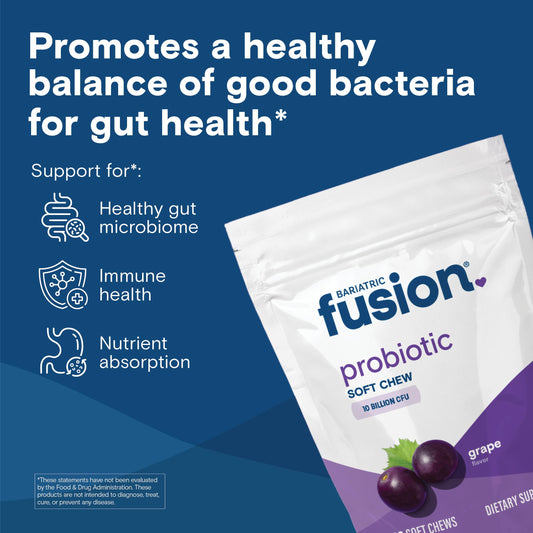Close-up of grape-flavored chews emphasizes a tasty, sugar-free probiotic option.