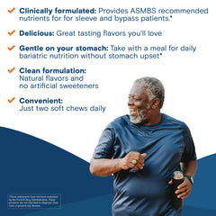 Glass jar of Bariatric Fusion chews with USA-made quality label.