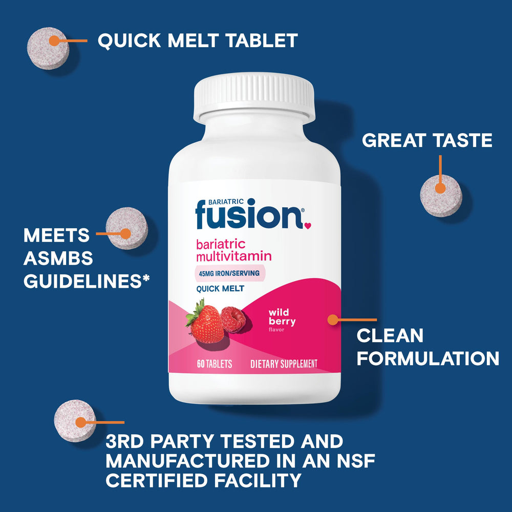 Bariatric Fusion wild berry flavor packaging highlights a sugar-free option.